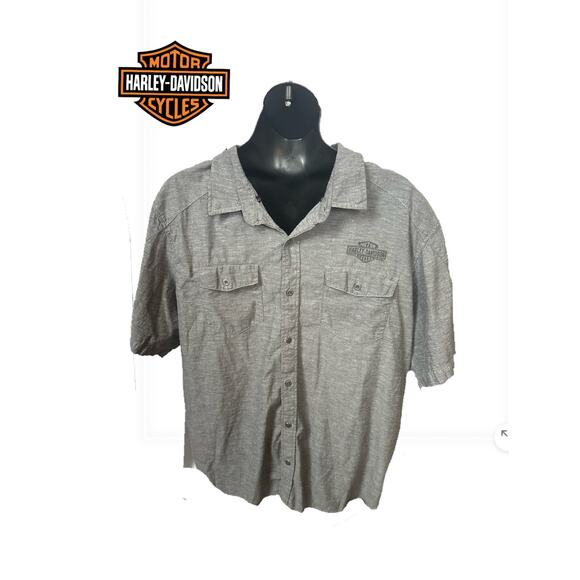 Harley-Davidson Gray Button Up Shirt Sz. 3X - Picture 2 of 8